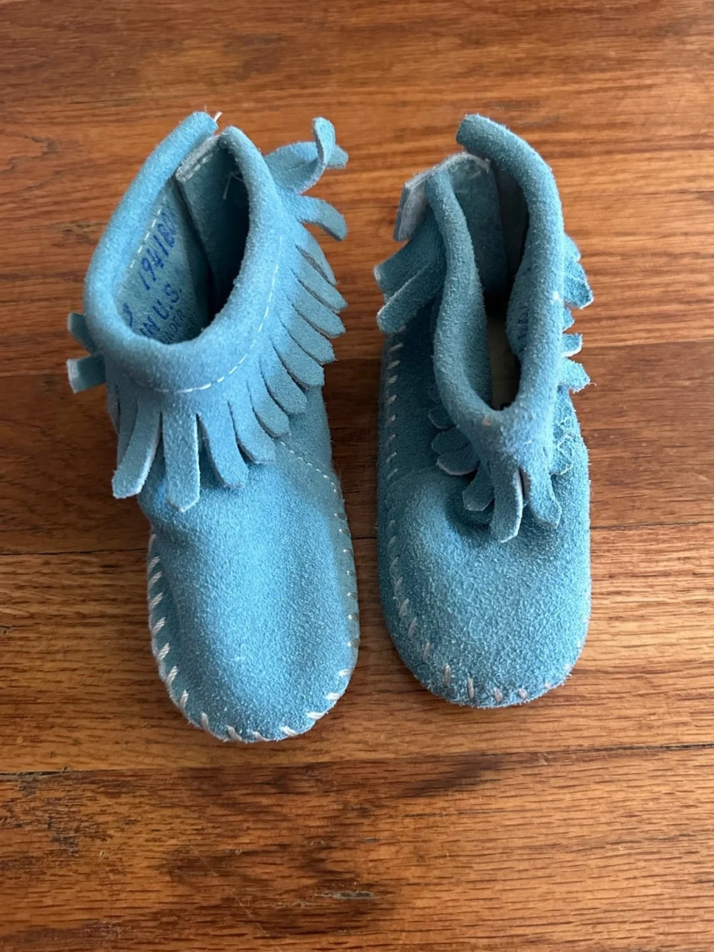 Minnetonka Riley Bootie Turquoise Infant Moccasins Suede Size 3